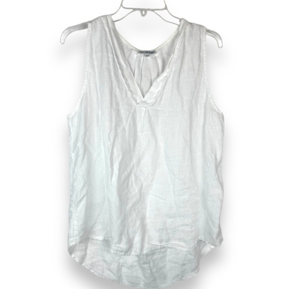 Lin Blanc‎ 100% Linen Top Womens Size 44 (10 Large) Quiet Luxury Made in Italy